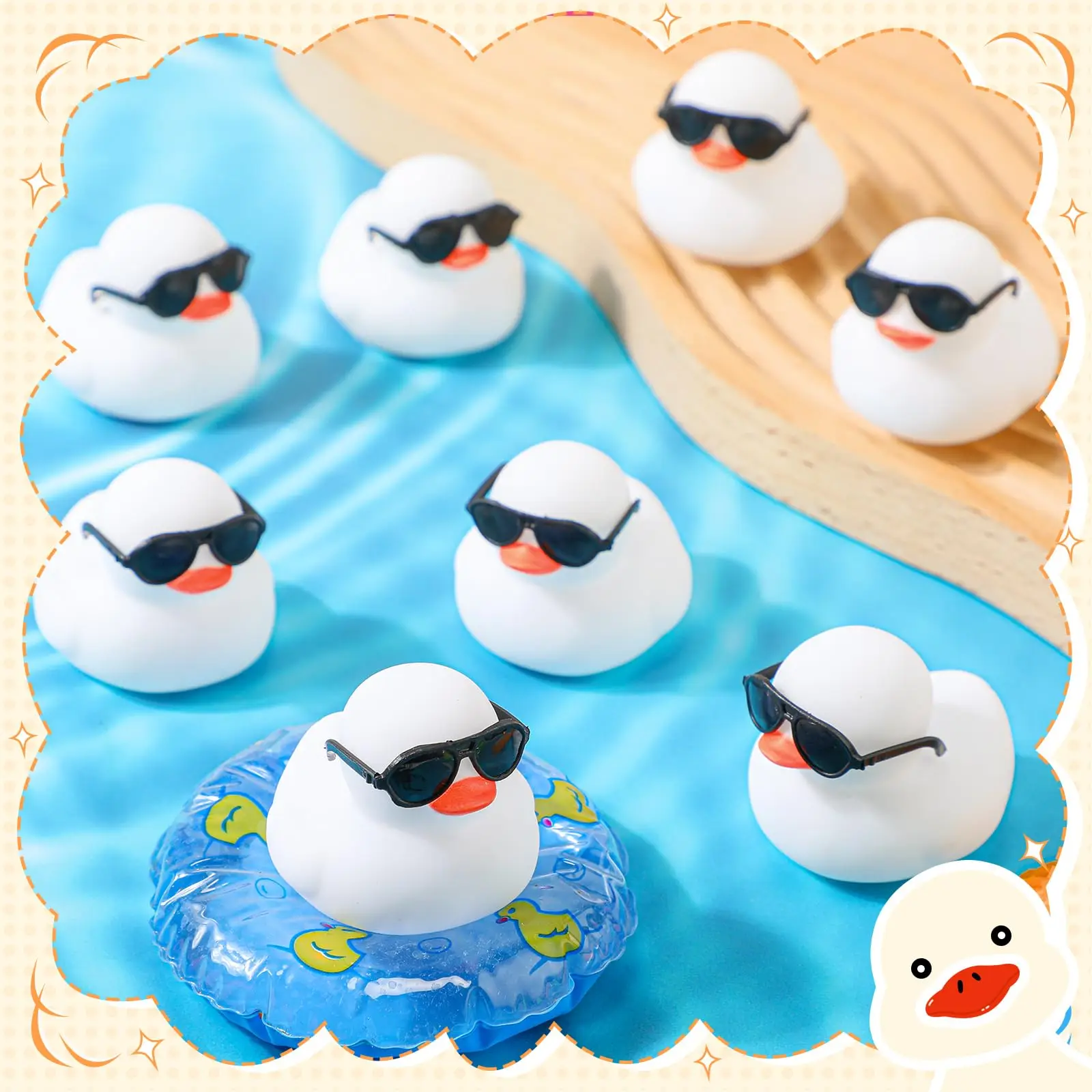 

6/12/24/48PCS White Duck Toys Mini Rubber Ducks Squeak and Float Ducks Shower Toy for Toddlers Boys Girls