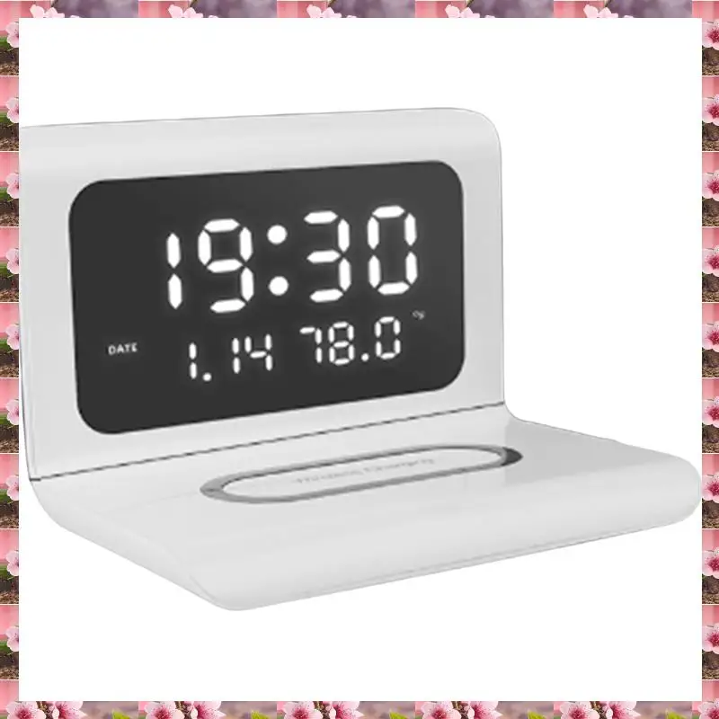 

2025 Multi-Function Charger Clock Clock Wireless Charger With Thermometer Support 10W Fast Charging,Multi-Function Charger Clock