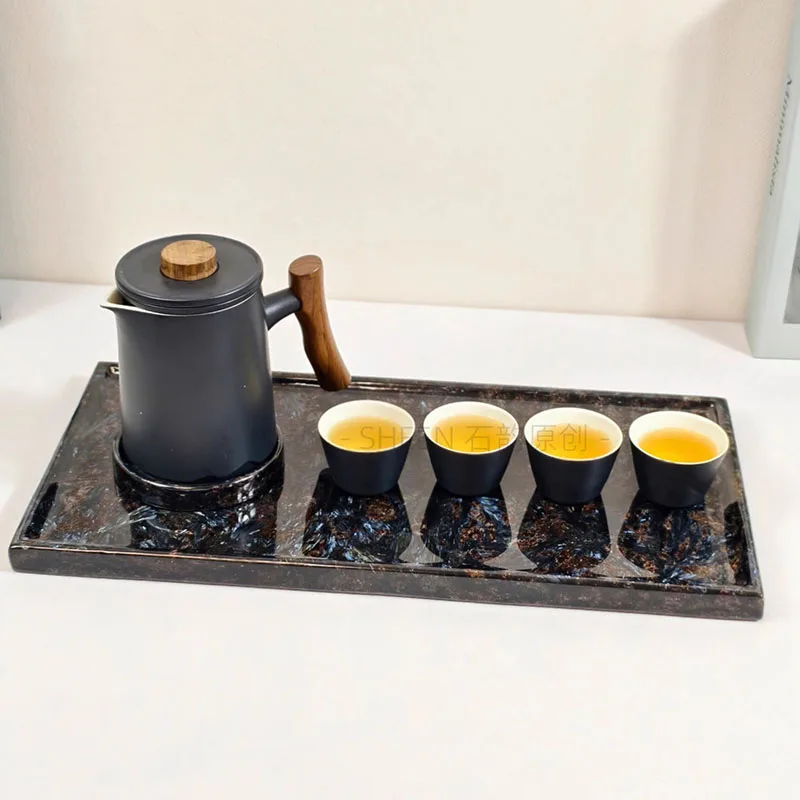 r*-Chinese Serving Tea Tray Luxury Accessories Hospitality Living Room Kitchen Valet Drainage Tea Tray Chinese Bandejas Teaware