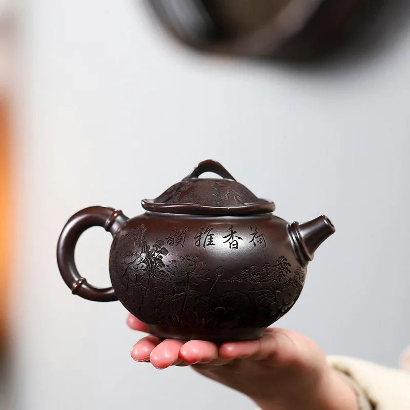 Yixing Original Ore Ancient Red Clay Zisha Teapot Handmade Lotus Fragrance And Elegant Charm 330Ml Tea Set
