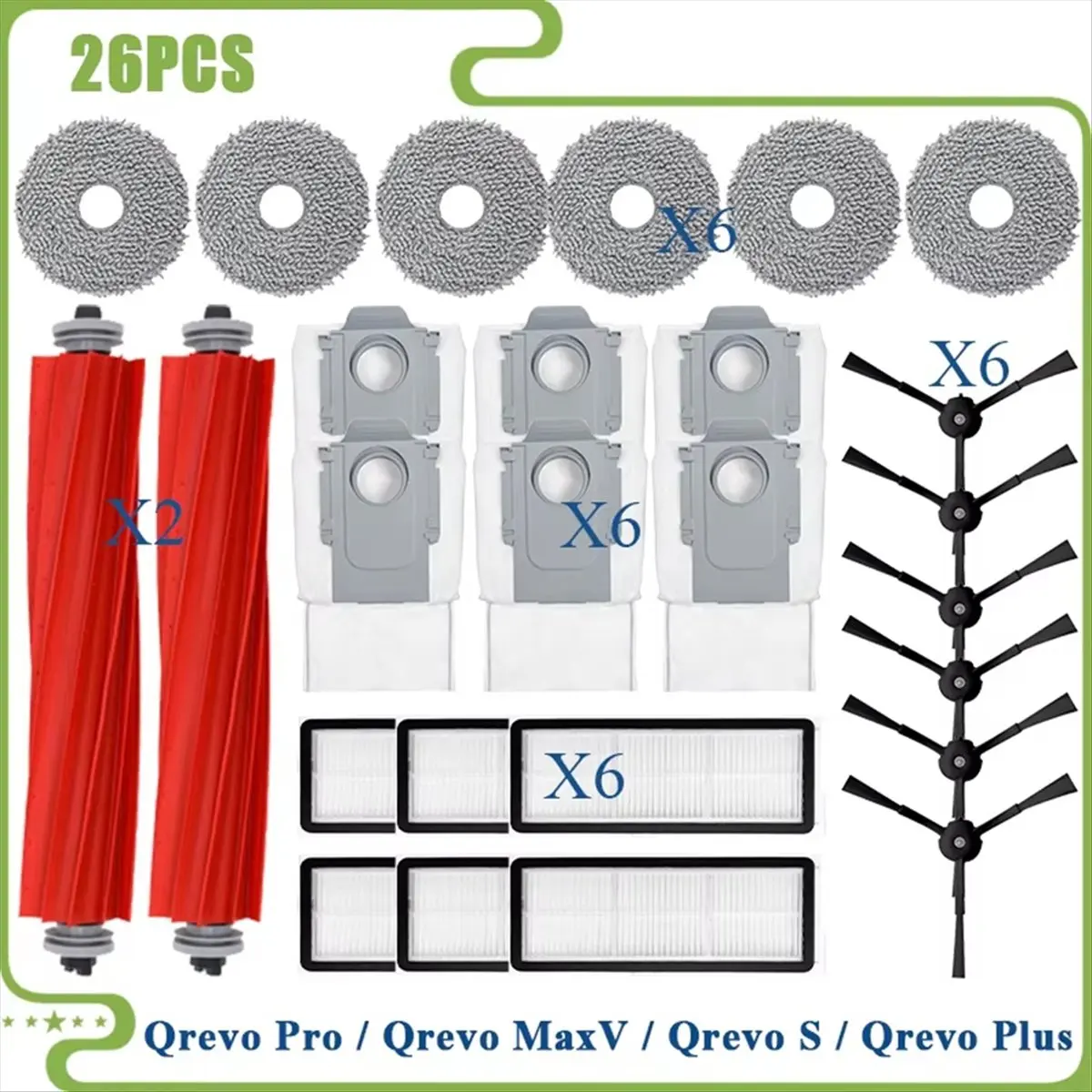 

For Roborock Qrevo MaxV / Qrevo Pro /Qrevo S / Qrevo Plus Parts Accessories Main Side Brush Filter Mop Dust Bag