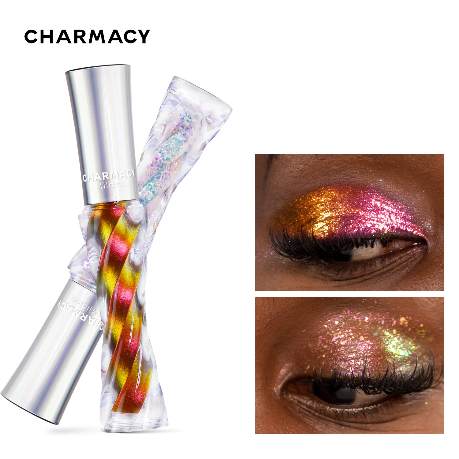 CHARMACY Multichrome Liquid Eyeshadow Long Lasting Matte Metal Diamond Shiny Eyeliner Pen Shimmer and Shine Makeup Pigment