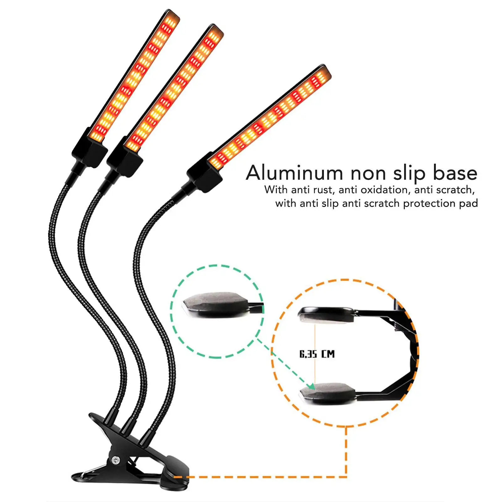 3-köpfiges Vollspektrum-Wachstumslicht für Sukkulenten – LED-Pflanzenlampe, 100–240 V, optimales Wachstums-Clip-Design