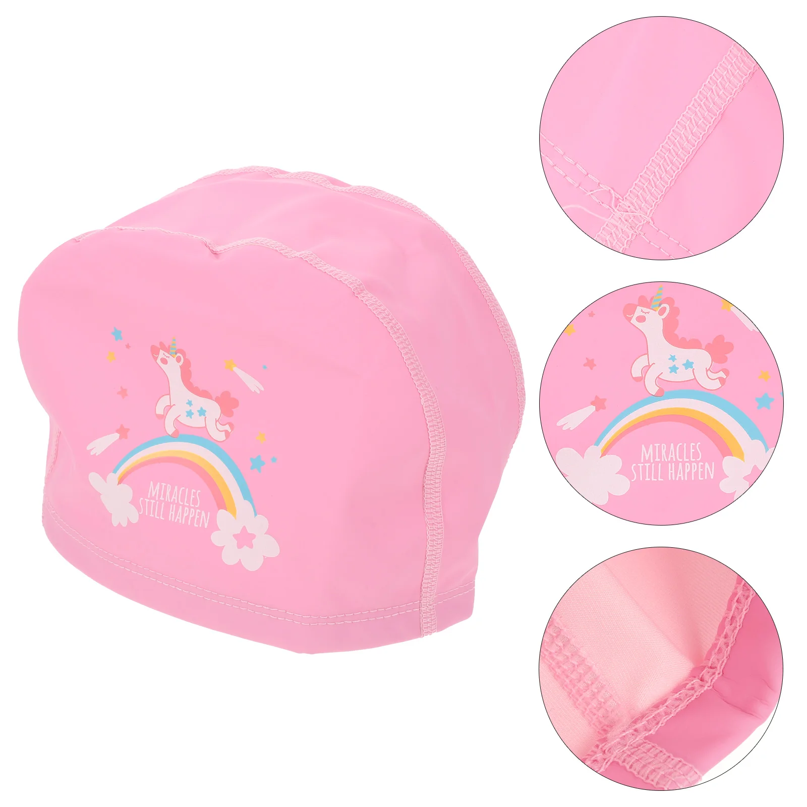 

Kids Swim Cap Waterproof Ear Protection Swimming Hair Caps for Elastic Polyester Hat Take Bath Girls Pink Fabric Women's