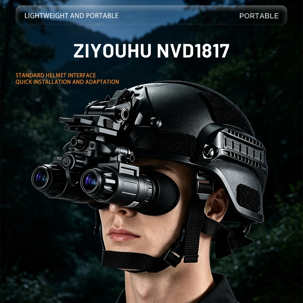 ZIYOUHU NVD1817 Gen 3 Night Vision Binoculars, Dual-Tube Helmet-Connectable Head-Mounted for Rescue & Outdoor Camping