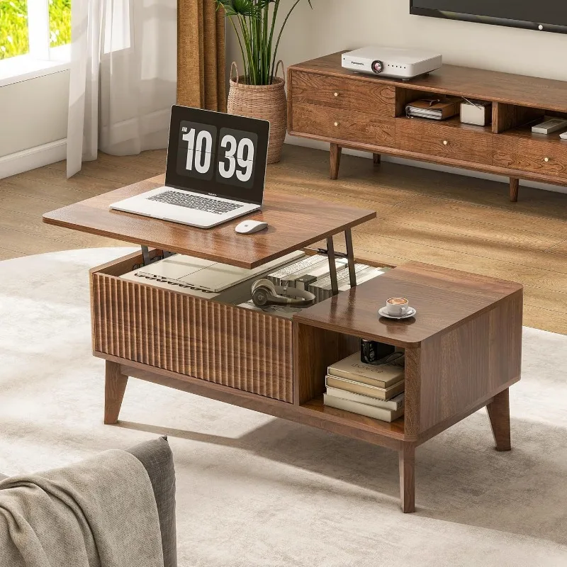 Modern coffee table Recessed ceiling coffee table with storage living room