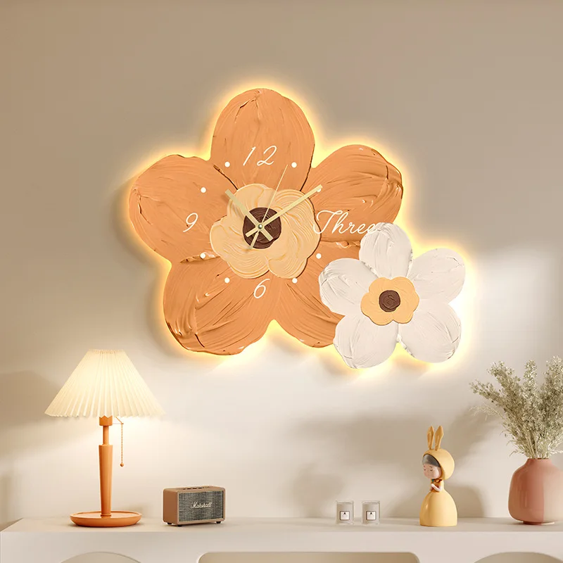 

Multi-color carving frameless painting wall clock flower hall wall dining table luminous decoration wall clock