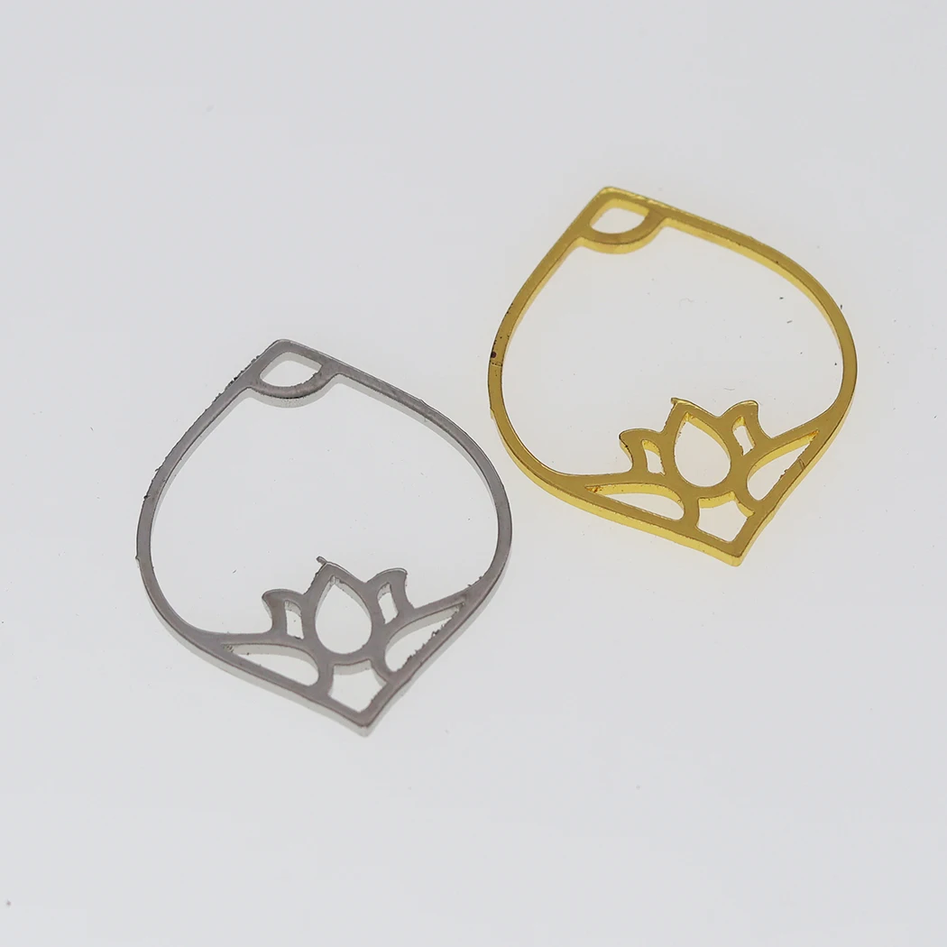 5PCS DIY Stainless Steel  Sweet Lotus Flower Charm Pendant Birthday Collar Choker Simple Necklace Jewelry For Women Earrings