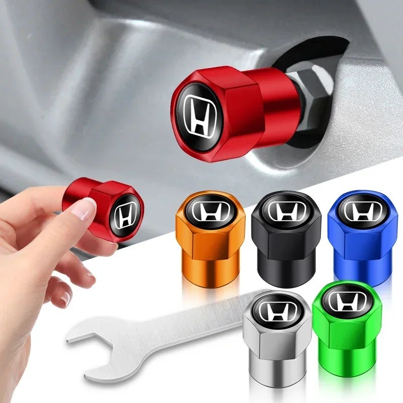 4pcs Car Wheel Tire Valves Tyre Air Caps Case Car Sticker For Honda Civic Odyssey HR-V City Accord Jazz Brio Car Accessories