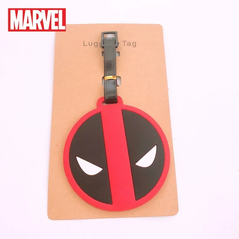 

Marvel Deadpool Luggage Tag The God of Thunder Cartoon Cute Suitcase Tag Travel Accessories PVC Baggage Holder Label Bag Pendant