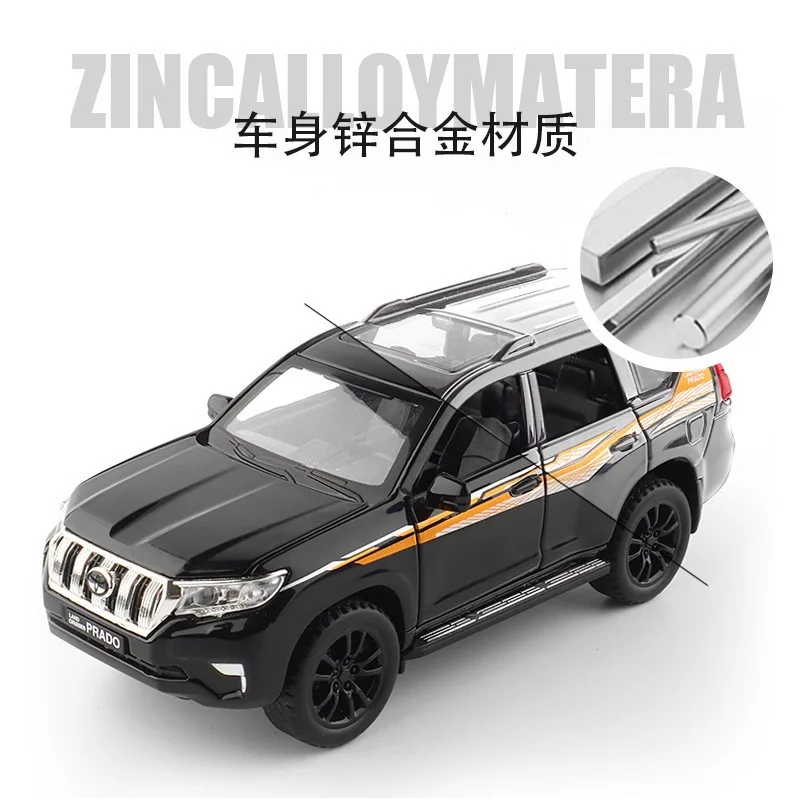 WELLY 1:32 TOYOTA LAND CRUISER PRADO Alloy Metal Sound and light Car Model Toys With Pull Back For Kids Birthday Gifts For Boy