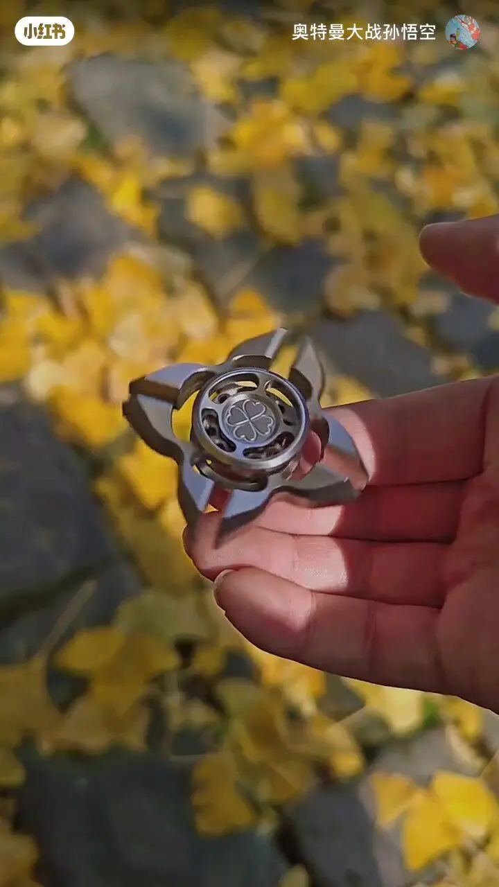 Used EDC Yh Galaxy Edc Four-leaf Clover Tf Lucky Grass Tuning Fork Fingertip Gyro Stainless Steel Feel Decompression Toy
