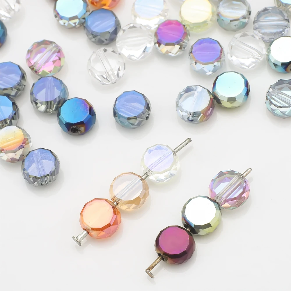 70pcs Jewelry Diy Making Crystal Accessories Flatback Round Bead 8mm Faceted Glass Loose Beads Cheap Beading Wholesale In Bulk