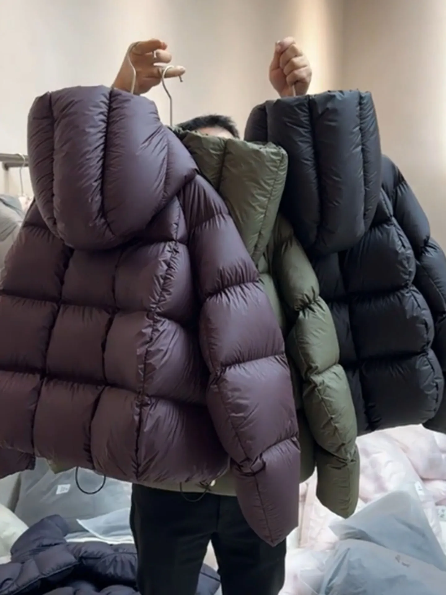 Koreanische Sle ort Puffer Jaet frauen Faionable Flauschigen Mantel Winter Thi Oberbekleidung Hohe Taille Lange Sve Farbe