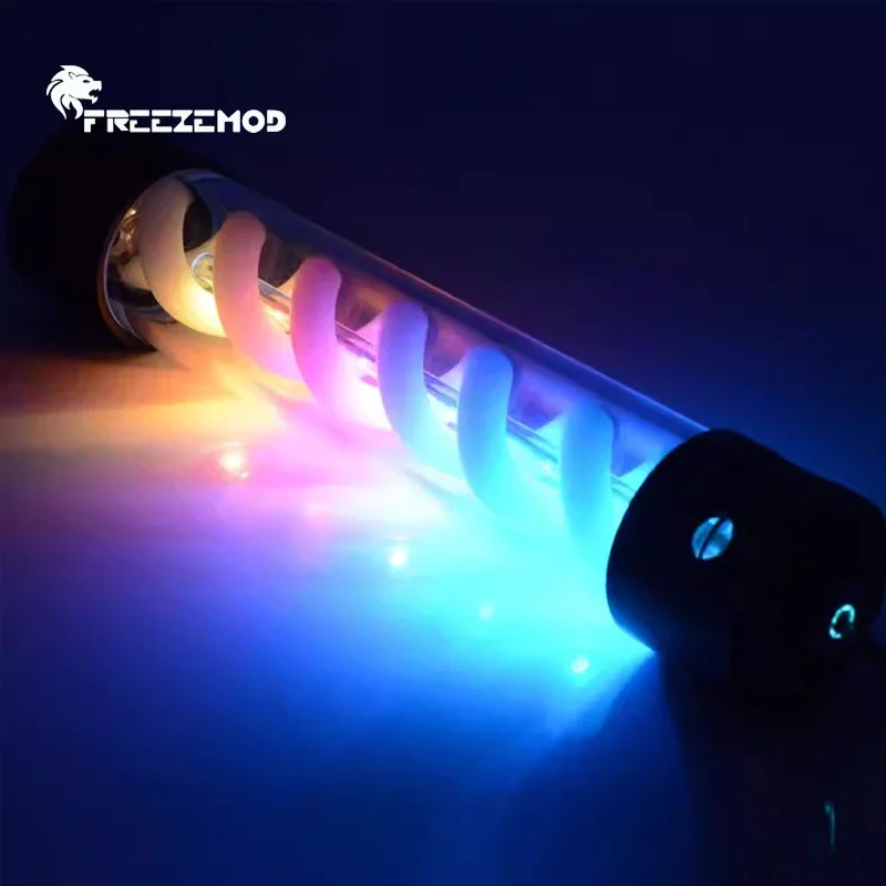 خزان تبريد المياه بالكمبيوتر RGB LED 5 فولت لخزان المياه الأسطوانية، مع أنبوب زجاجي شفاف، يدعم MOBO ARGB SYNC