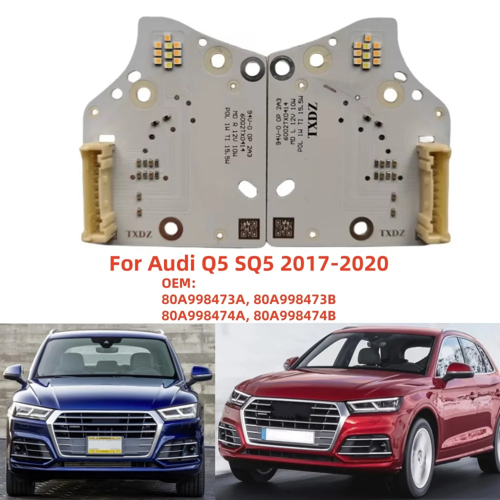 

White DRL Boards For Audi Q5 SQ5 2018-2020 Car LED Headlight daytime running light Turn Signal Lamp Board 80A998473B 80A998474B