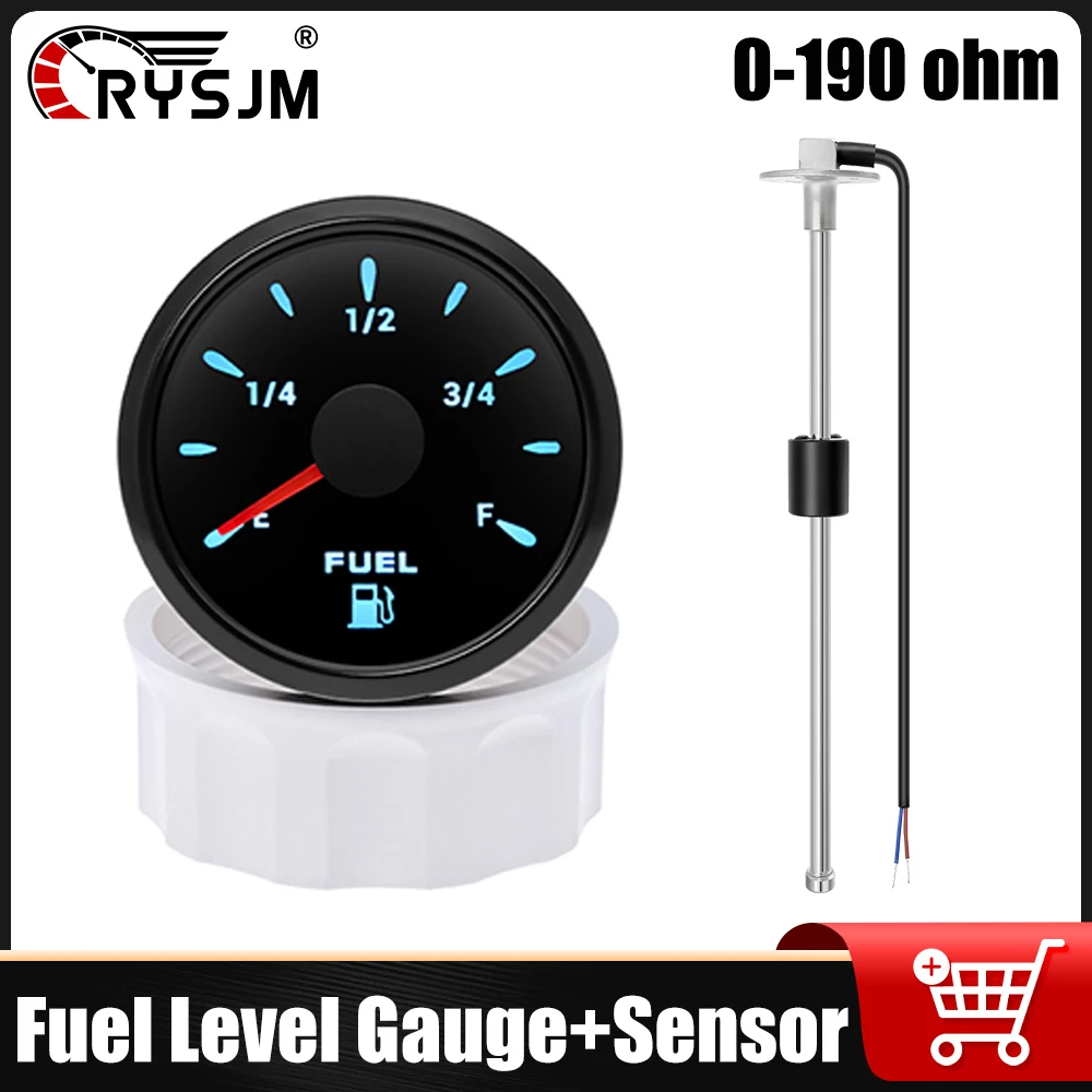 

52mm Fuel Level Gauge + 100-600mm A5 Fuel Level Sensor Instrument Set Waterproof Automotive Car Accessories For 12V24V Car Boat