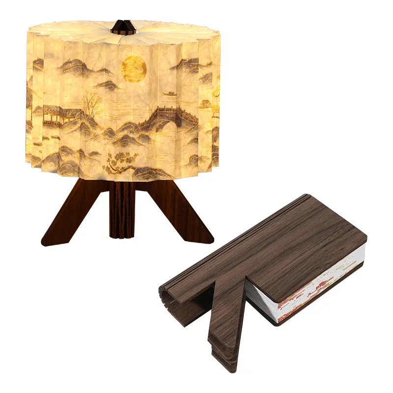 

Screen lamp creative gift retro atmosphere eye protection desk lamp wooden antique birthday gift creative paper book