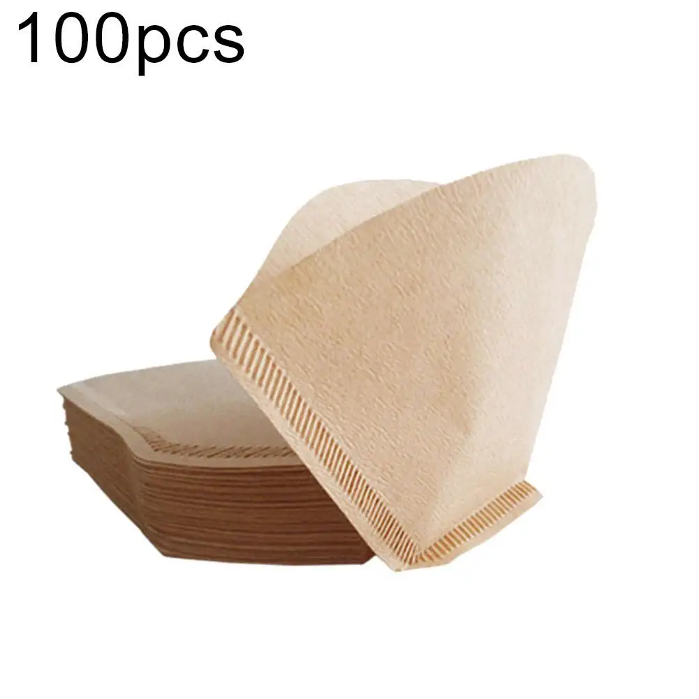 40/100/600PCS V Forme En Bois D'origine Goutte À Goutte Papier Filtre À Café Expresso Filtres à Café Goutte À Goutte Café Filtre Papier Support