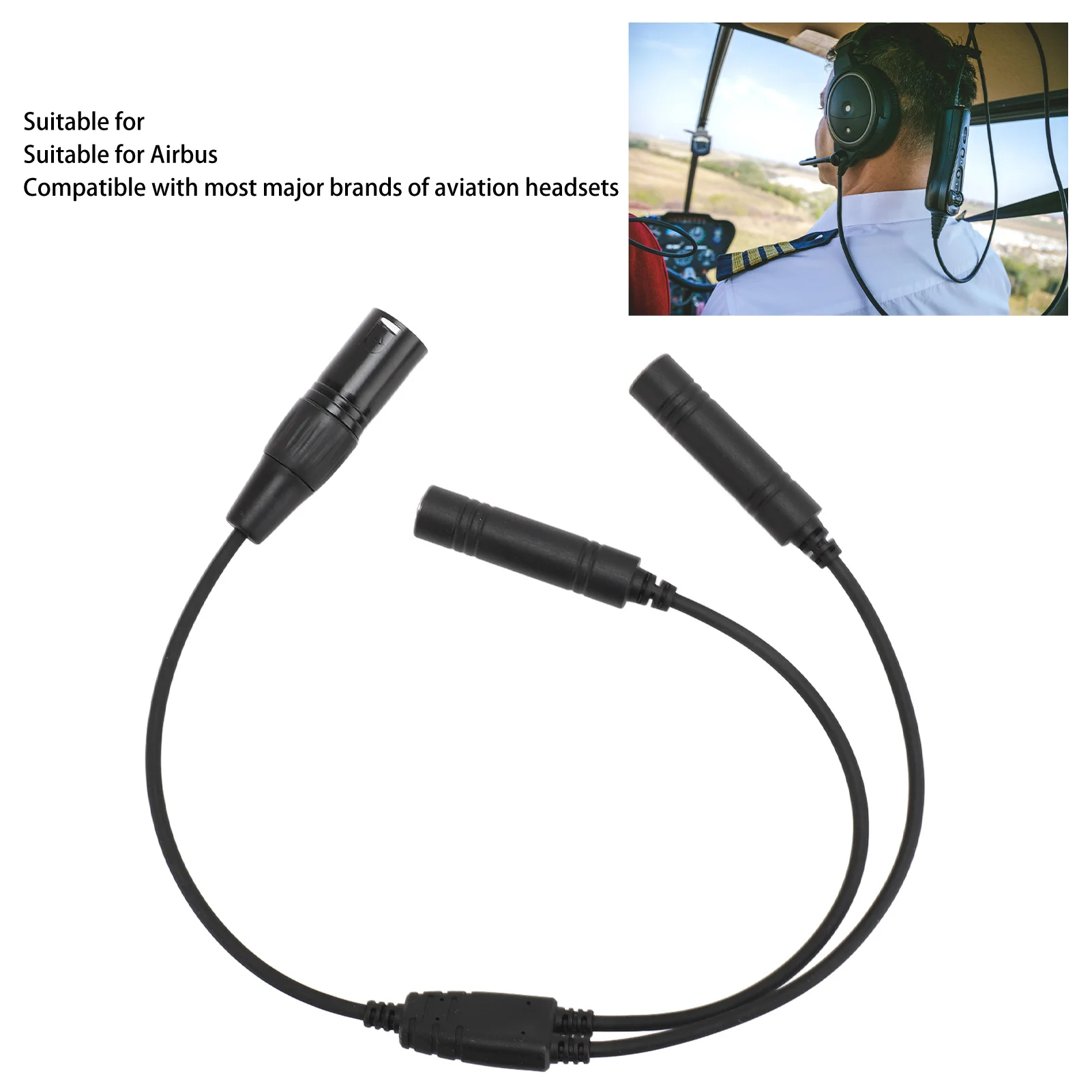 Aviation Headset Adapter Stable Performance Plug and Play Aviation Headphone Cable  for Most Of Aviation Headsets