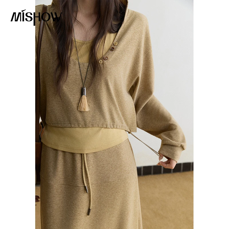 MISHOW Women's Matching Sets Contrast Color Tank Top Loose Cover Up Top Straight Midi Skirt 2026 Fall New 3 Piece Set MXF47T3294
