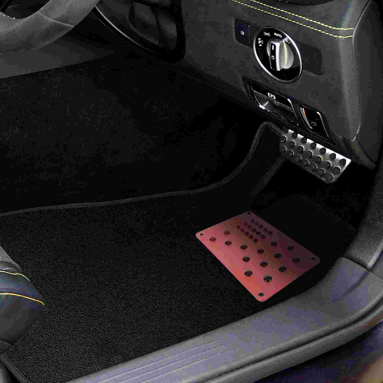 Car Carpet Pedal Pad Mat Heel Protector Pedals Rugs Area for Side Steps Floor Red Aluminum Alloy