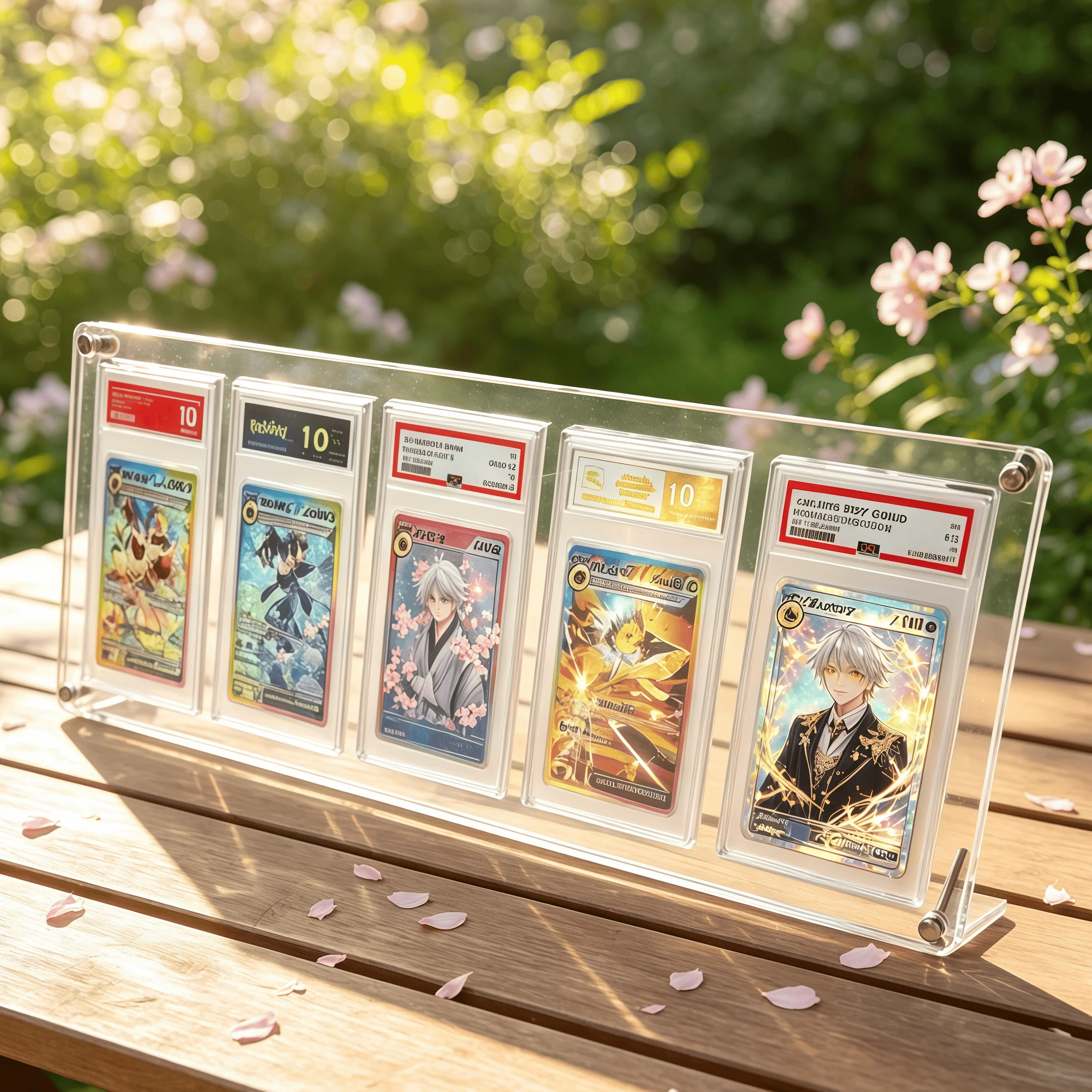 Acrylic 5-Slot Graded Card Display Stand, Clear Smooth Edge Card Holder for PTCG Graded Cards & Sports Trading Collectible Cards