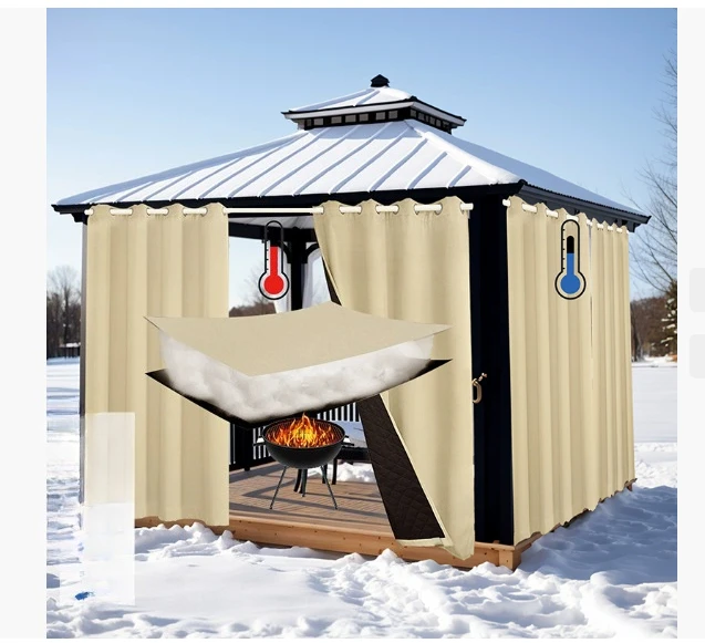 

New winter outdoor cotton waterproof windproof curtains thermal insulation outdoor pavilion curtain