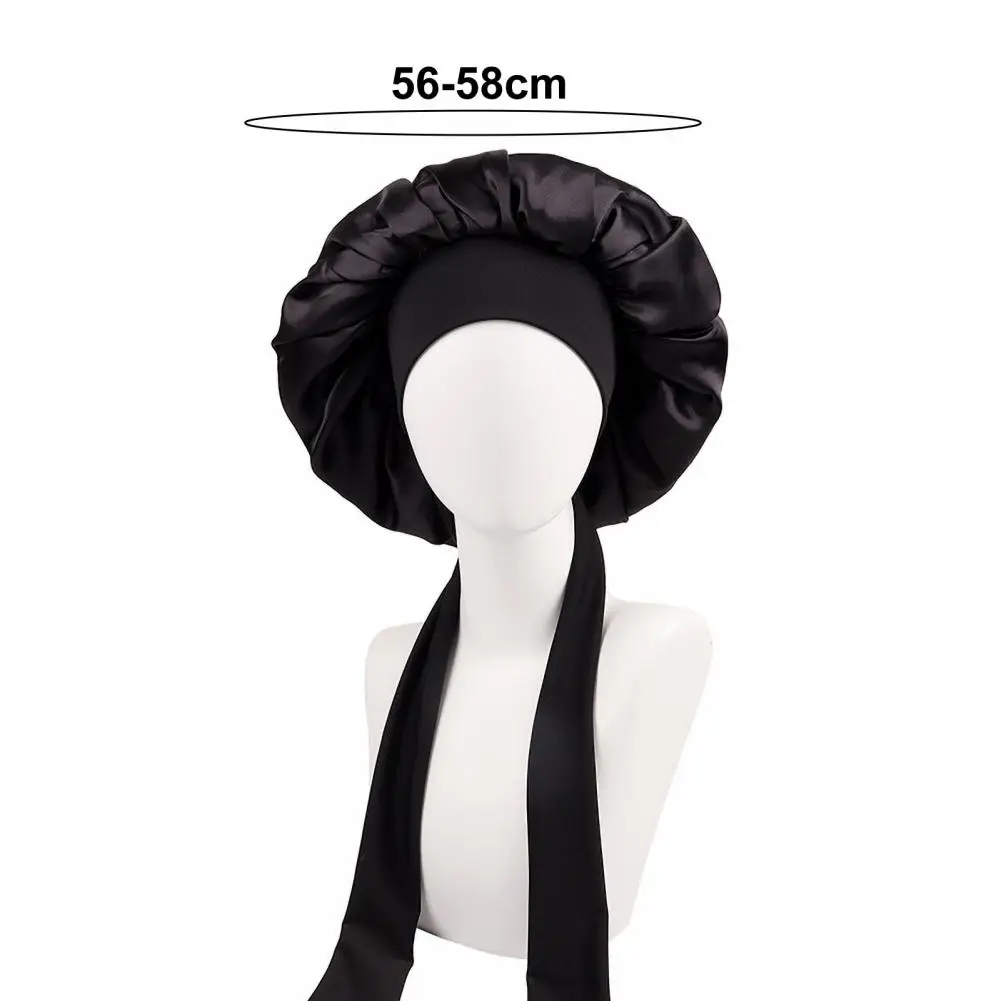 Adjust Solid Satin Bonnet Hair Styling Cap Long Hair Care Women Night Sleep Hat Silk Head Wrap Shower Cap Hair Styling Tool Hat