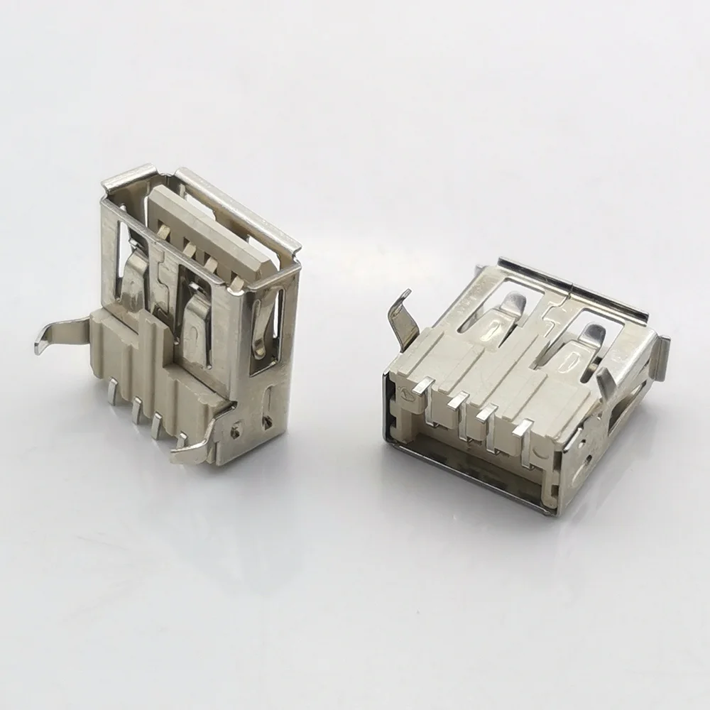 2023 Hot USB Type A Standard Port Female Solder Jack Connector PCB Receptacle USB-A Type AF 90 Degree Arc Pin Crimp Flat Port Re