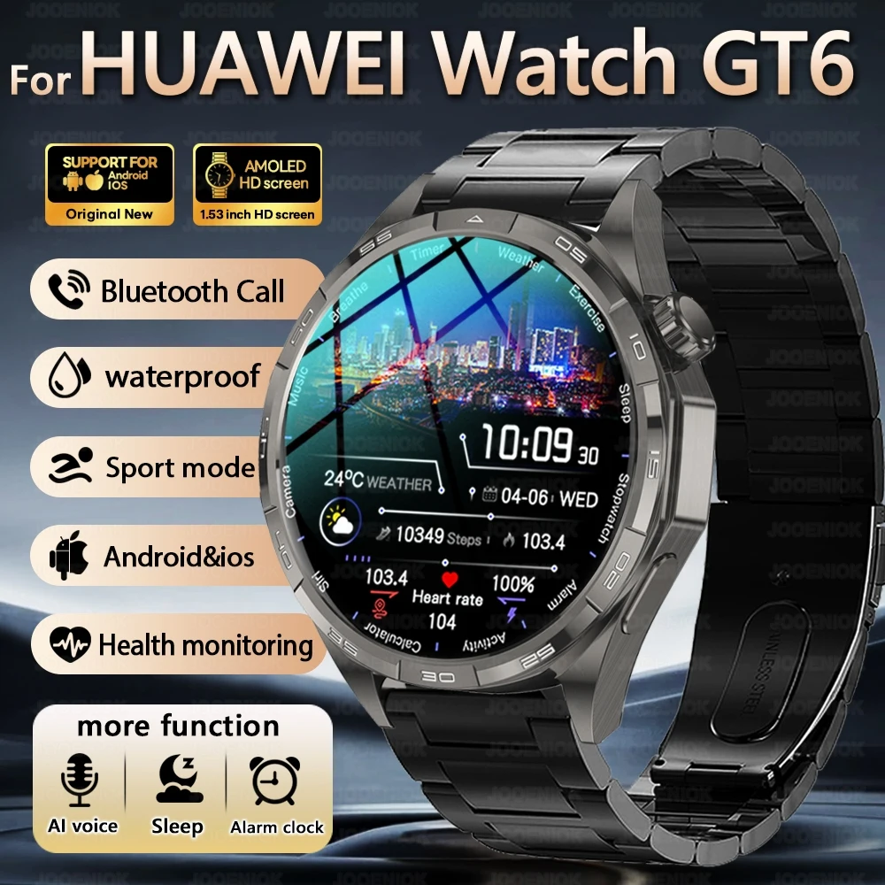 

2025 Новые часы GT6 GPS Смарт-часы для мужчин AMOLED HD Дисплей Высотный спорт и фитнес-трекер Сердечный ритм Bluetooth Вызов Smartwatch