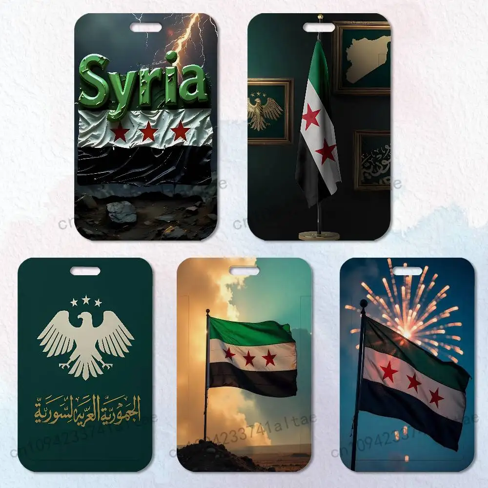

S-SYRIA Art Flag Card Holder Lanyard Camera Neck Strap Credit Card Case ID Badge Credentials Protection