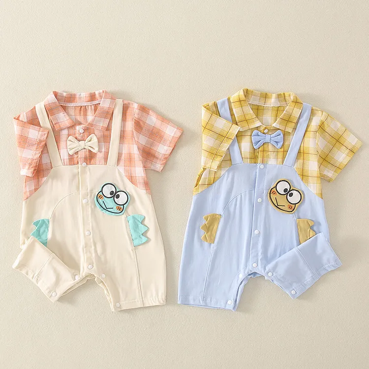 

Jenny&Dave Baby summer clothing short sleeved male baby going out to crawl cute newborn jumpsuit summer full moon romper cartoon