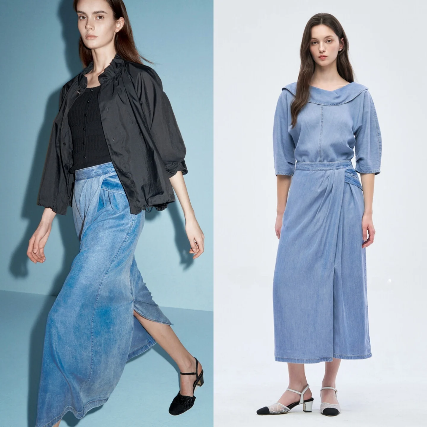 

High Waist Wide Leg Jeans Skirt with Side Waist Knot Design Versatile Half Body Skirt Commute Korean Style Skin Friendly Brea...