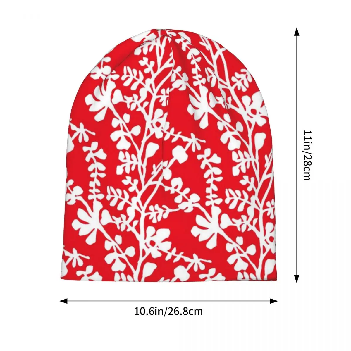 Plants Print Beanie Hats Red And White Knitting Hat Hippie Thermal Elastic Unisex Adult Caps Winter Fashion Bonnet Hats Gift