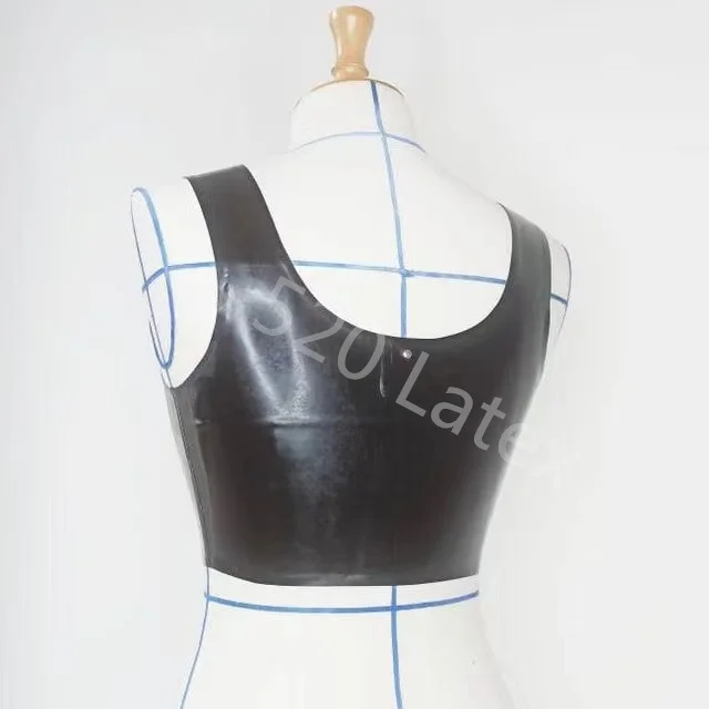 Handmade Women Natural Latex Bra Sexy tank tops tight women's latex vest with front  Crop Camis Camisole Glossy Stretch Bralette