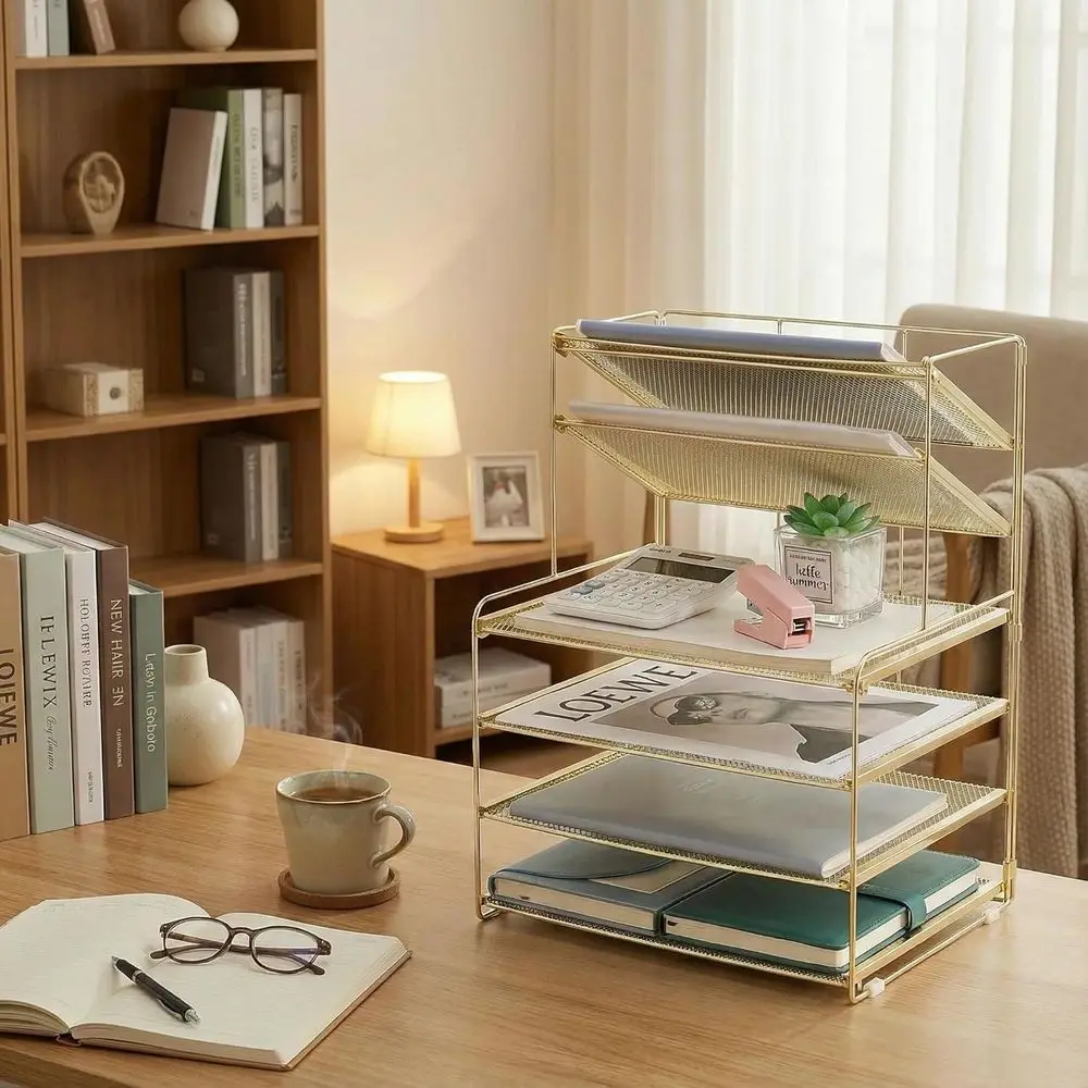 Organizador de papel con bandeja para cartas de 6 niveles, organizadores y accesorios de escritorio, organizador de archivos de escritorio, accesorios de escritorio de oficina para oficina