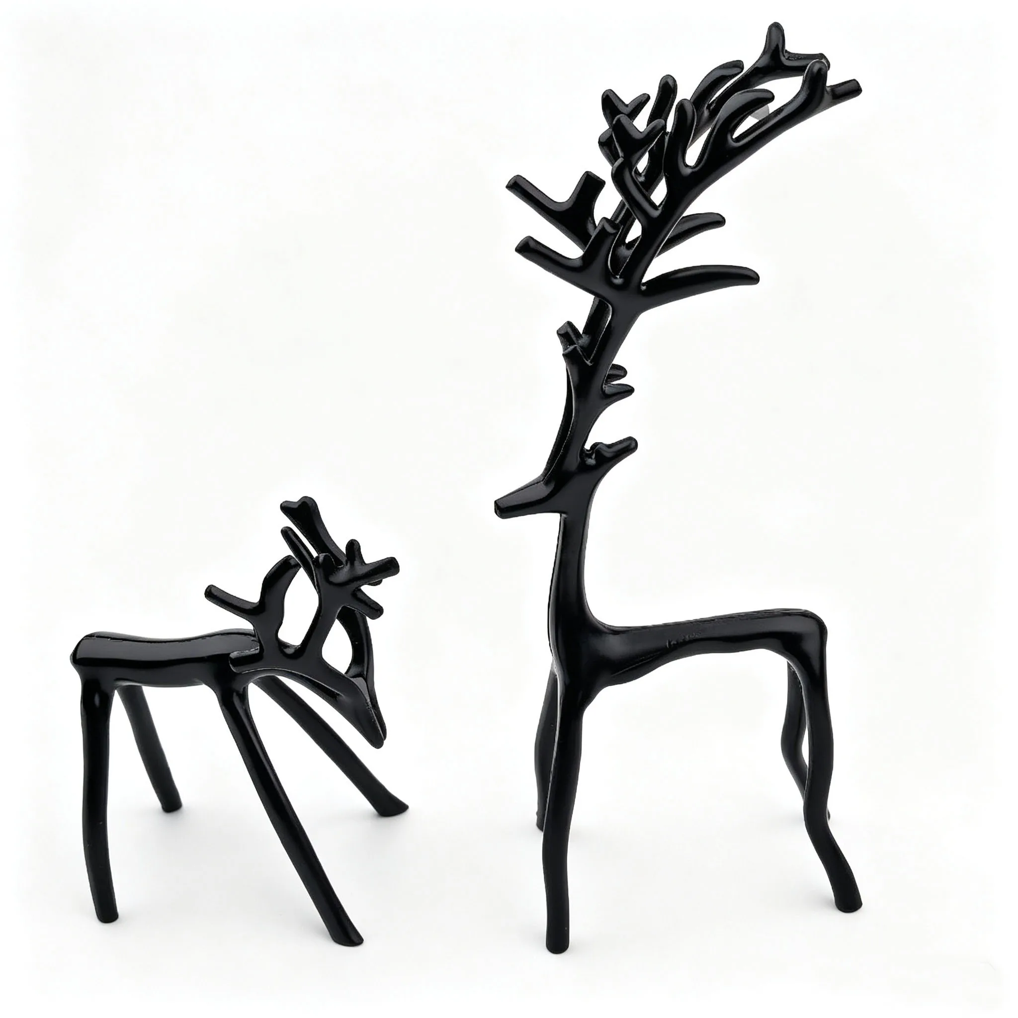 Metal Reindeer Statues for Christmas Decorations Set of 2 Sculpted Alloy Reindeer Statues tabletop ornaments