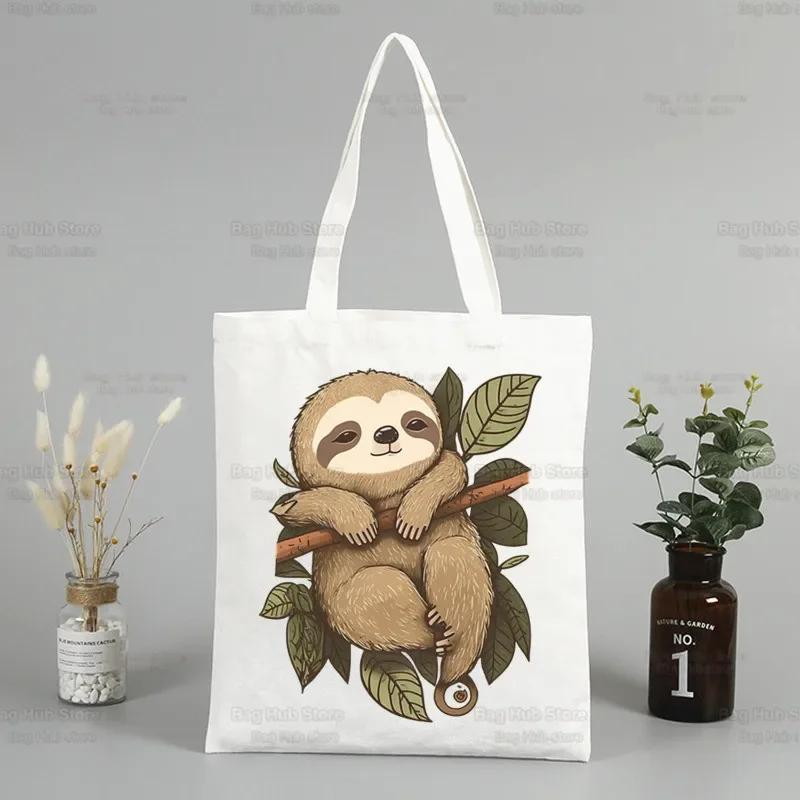 Kawaii Sloth Sorry I Can\'t I\'m Very Busy Unisex Canvas Tote Bags Handbags Shoulder Bags Shopping Handbag