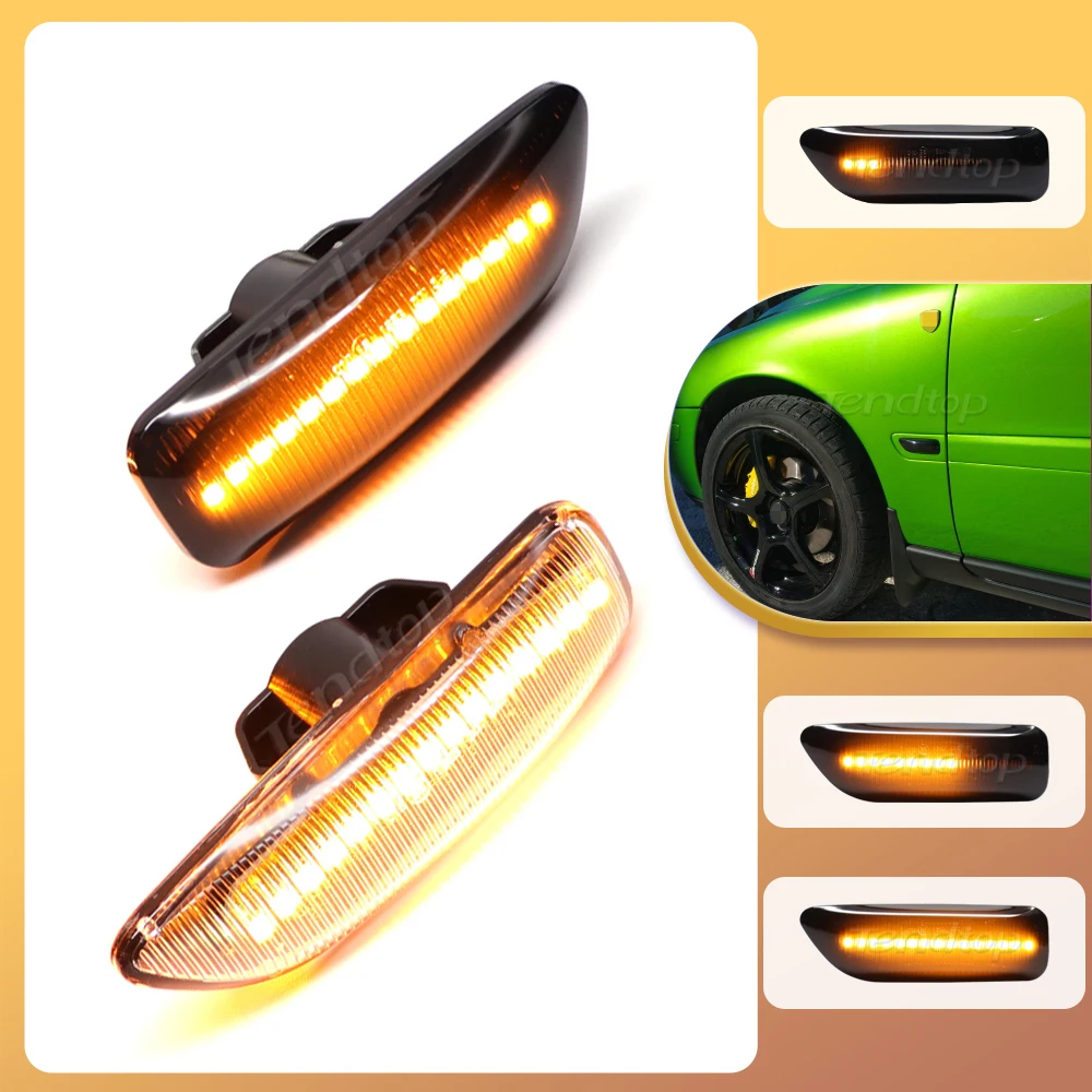 2pcs Smoked Lens Amber LED Dynamic Turn Signal Blinker Light  Indicator Side Marker Lamp For Volvo XC90 S80 XC70 V70 S60