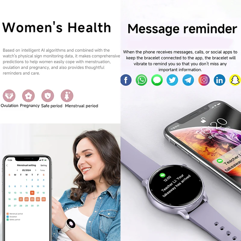 2025 New Lady Fashion Smart Watch Women 1.32" AMOLED Screen GPS Sports Mode Heart Rate Bluetooth Call 3ATM Waterproof Smartwatch