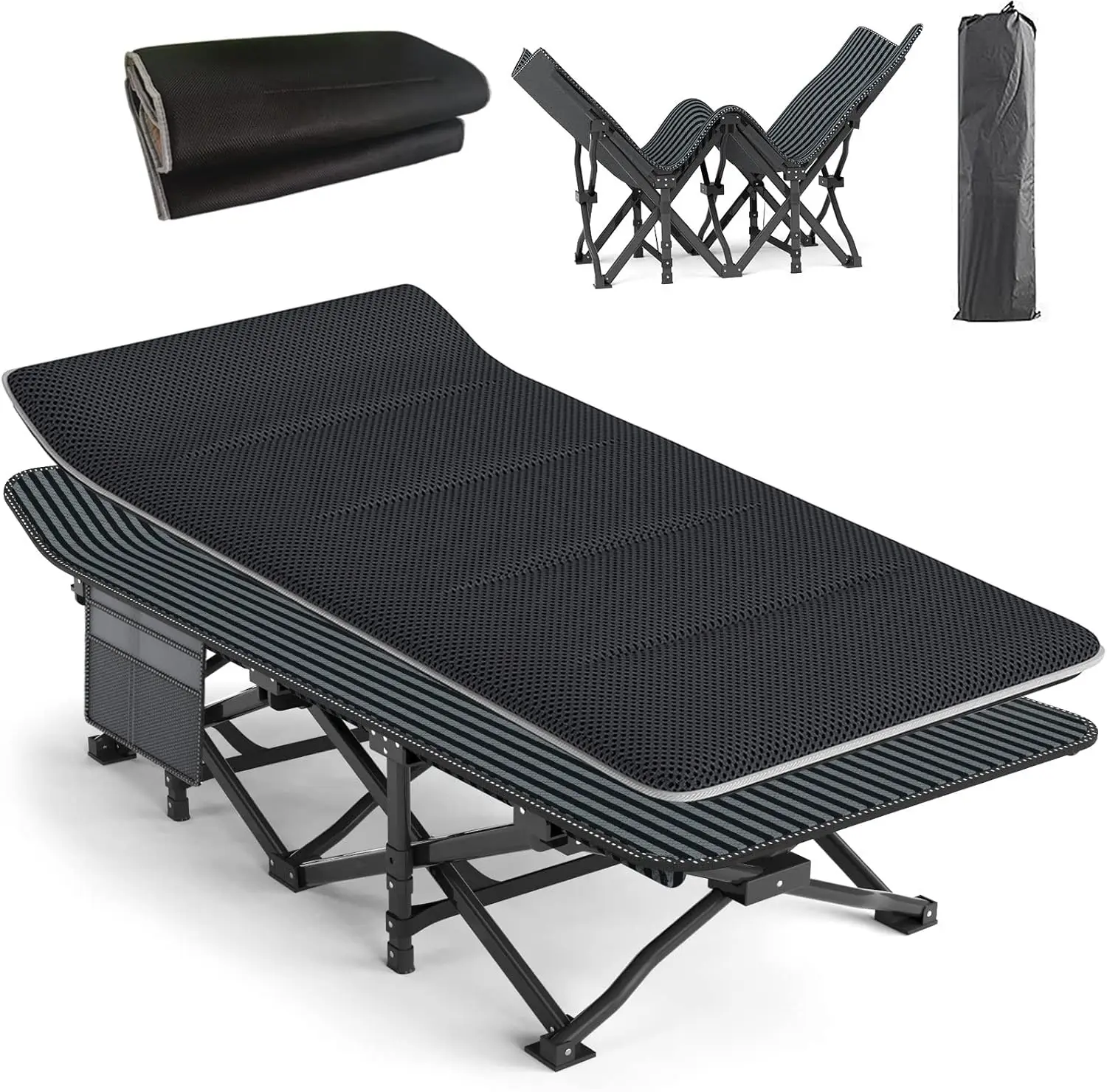 

Camping Cot for Adults with Cushion Comfortable, Tent Folding Cot for Sleeping, Lightweight Folding Bed with Carry Bag