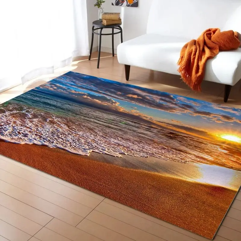 Sea Wave Printed Carpet for Home Living Room Decor Floor Mat Non-slip Bedroom Bedside Coffee Table Area Rugs Bathroom Doormat