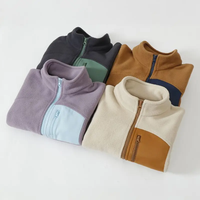 

Child Autumn Winter Fleece Jacket Winter Warm Double Side Fleece Sweatshirts Thickened Solid Coat Casual Costume Sportswear