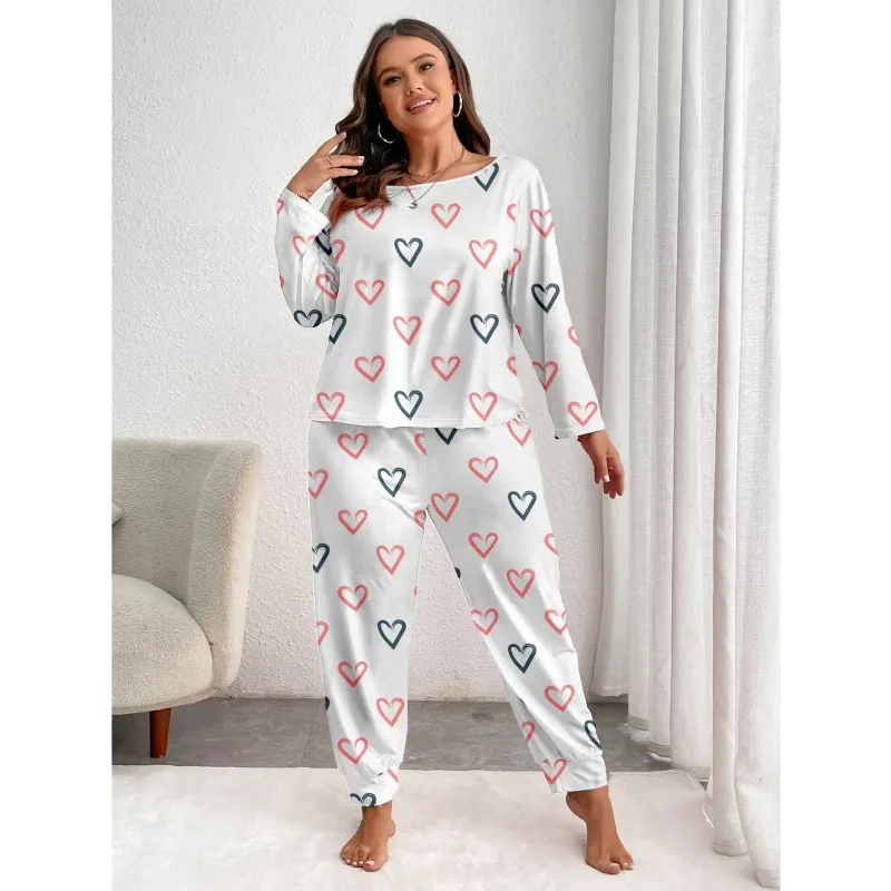 

2pcs Set Autumn Large-sized Women's Home Wear, Long Pants and Long-sleeved Pajama Set, Pajamas Suitable for Going Out