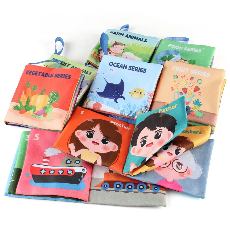 0-3-jarige babydoekboeken die niet uit elkaar kunnen worden gescheurd, stoffen boeken met verschillende thema's, speelgoed voor vroege educatie en cognitieve boeken