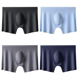 4PCS/Lot Men Panties Mens Ice Silk Seamless Sexy Underwear Solid Ultra-thin Breathable Boxer Shorts Male Underpants Boxershorts