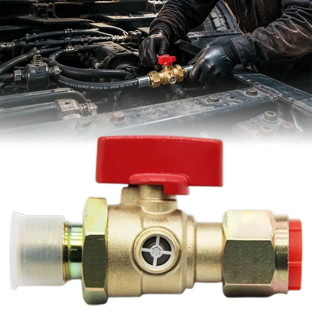Trailer Front Wheel Air Shut‑off Valve Solid Forged Brass M18x1.5 Thread Self‑Venting Dustproof Air Cut‑off Switch for Truck