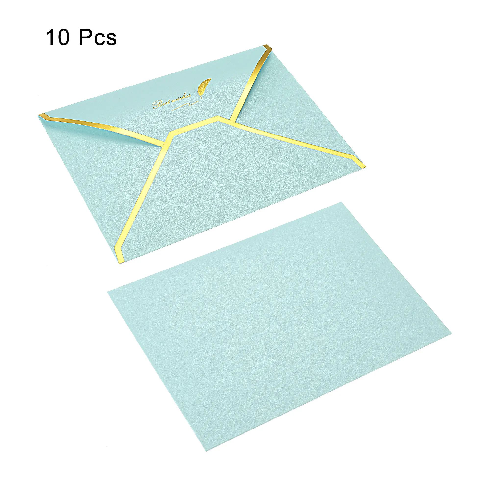 10Pcs V Flap Envelopes 7 x 5'' Luxury Style Gold Border Greeting Card Envelope for Invitations Weddings