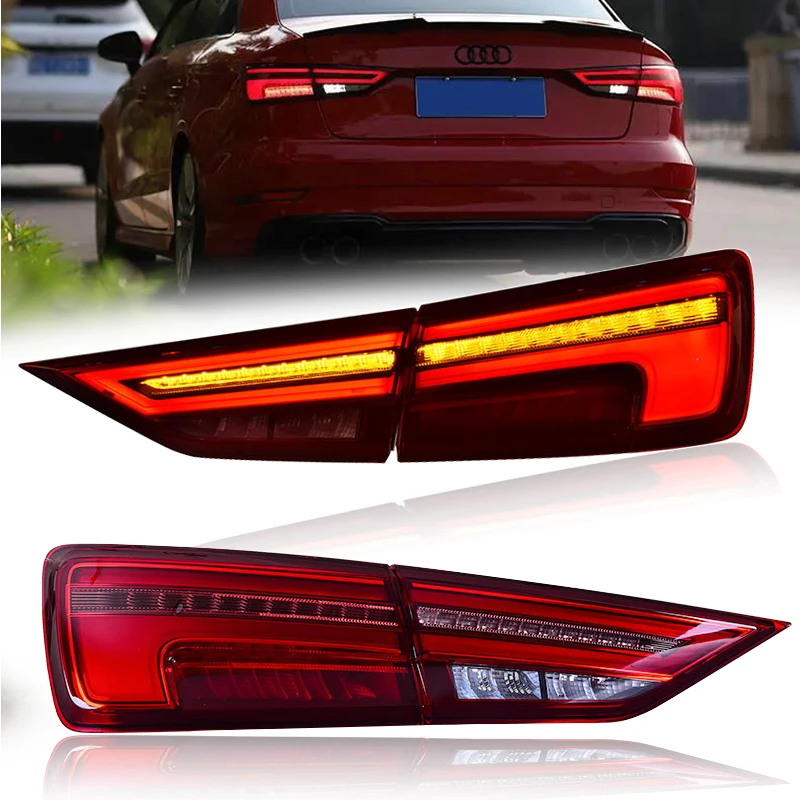 For Audi A3 2013 2014 2015 2016 2017 2018 2019 Taillight Assembly S3 Modified LED Running Light Flow Turn Signal Brake Light